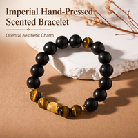 Bracelet de perles d'encens de 10 mm, fait main, œil de tigre jaune doré, bouclier en or 18 carats, formule spirituelle du cœur, OEM, marque privée