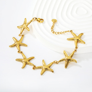 Bracelet étoile de mer pour femmes, en acier inoxydable doré, thème océan, bijoux à la mode, cadeau, design géométrique - Product Image 2
