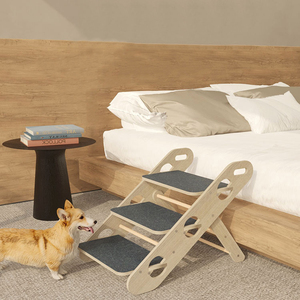 Benutzer definierte 3-Tier Klapp verstellbare Holz Haustier Kletter leiter rutsch feste faltbare Welpen Hund Treppen Rampe Bett Haustier Zubehör - Product Image 2