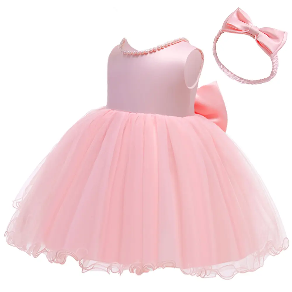 Bambini Party Wear Ball Gown Girl Dresses Pink Pageant Gown 2-7 anni Girl Dress For Wedding