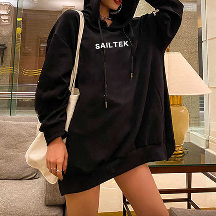 パーカードレスフード付き印刷用,カスタムロング丈クールガール特大 
