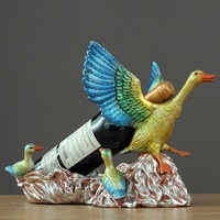 Porte-bouteilles en résine peint à la main, style américain, motif famille de canards, pour décoration de salon, entrée ou bureau – Fabrication chinoise