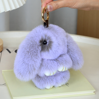 Pendentif Lapin en Peluche Doux et Mignon de 15 cm avec Pompon en Fausse Fourrure pour Voiture, Sac ou Porte-clés
