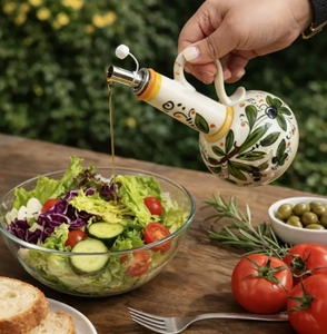 Distributeur d'huile d'olive <span class=keywords><strong>en</strong></span> céramique personnalisé, peint à la main, style italien, bouteille d'huile, récipient à huile de cuisine, essentiels de cuisine, cruche à <span class=keywords><strong>vinaigre</strong></span> - Product Image 3