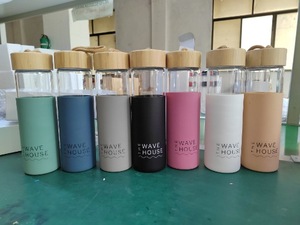 Custom Logo 12oz 17oz High Borosilicate <strong>Glass</strong> Water Bottle with Bamboo Lid Silicone Sleeve <strong>Glass</strong> <strong>Tumbler</strong> with Rope Handle - Product Image 6