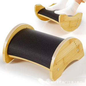 Wooden <b>Footstool</b> Bamboo Non Slip Rocking Office Footrest Semicircular Natural Wood Color - Product Image 3