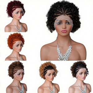 Pelucas trenzadas al por mayor con encaje frontal transparente 13x4 para mujeres afroamericanas, trenzas cornrow hechas a mano, pelucas de cabello humano sin pegamento - Product Image 1