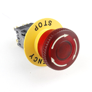 Bouton d'arrêt d'urgence rotatif antidéflagrant IP65 de 16 mm à tête champignon rouge avec étiquette - Product Image 2