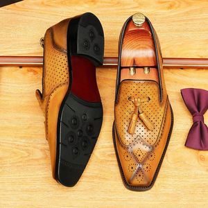 Chaussures Oxford décontractées pour hommes en cuir véritable faites à la main, de haute qualité, respirantes, pour mariage et soirée - Product Image 6