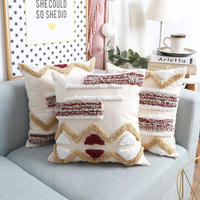 Innermor Bohême touffeté maroc géométrique 18 "x 18" taie d'oreiller avec gland en peluche housse de coussin produit décoratif