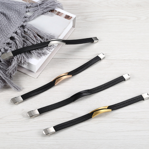 Fashion Jewelry Stainless Steel Custom Engraving Pu <strong>Wristband</strong> <strong>Leather</strong> Bracelet for Men - Product Image 3