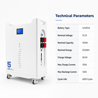 Batterie de stockage d'énergie solaire intelligente 48V 100Ah empilable pour réseau hybride, avec surveillance CAN/WIFI, LiFePO4, pour petites maisons, 5kWh