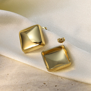 Stud Earrings Square Pyramid Gold Stainless Steel Geometric Fashion Jewelry Gift For Women - Product Image 2