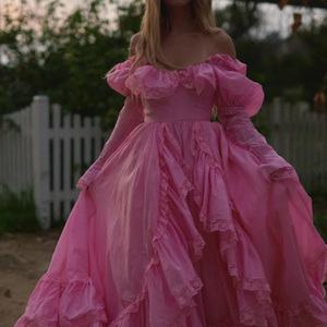 Vestido Midi <span class=keywords><strong>de</strong></span> Gasa Ligero, Estilo Princesa, Color Rosa, para Mujer, Diseño Personalizado, Fabricación OEM, Ideal para Fiestas - Product Image 2