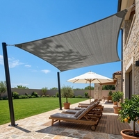 Voile d'ombrage manuelle robuste en HDPE gris perméable à l'eau, personnalisable, pour patio, cour, balcon, piscine, anti-UV et rafraîchissante