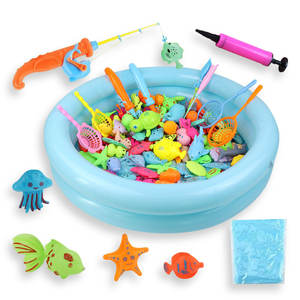 バスタブゲームバスおもちゃセットマグネットポールロッド魚ネット水テーブルフローティングおもちゃ子供用プール釣りセット - Product Image 5