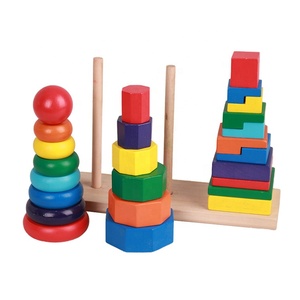 <span class=keywords><strong>3</strong></span>คอลัมน์ไม้ทาวเวอร์ของเล่นเพื่อการศึกษารูปร่างการเรียงลำดับของเล่น - Product Image 3