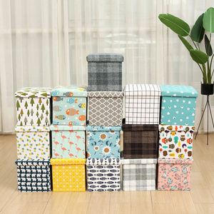 Repose-pieds, tabouret court, ottoman pliable, design japonais, rembourrage en tissu avec mousse à mémoire de forme, cube de rangement pour jouets pour la chambre à coucher - Product Image 2