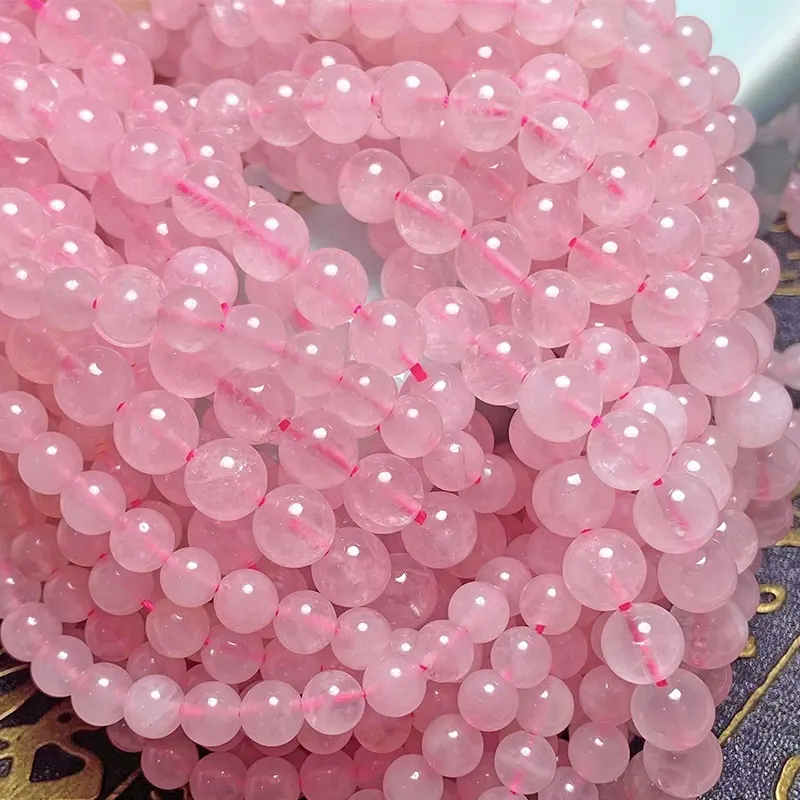 DIY手作り工芸品12mmピンクビーズを作るジュエリーのための卸売天然ローズクォーツ宝石ルースビーズ