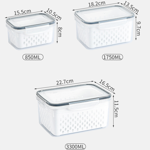 Fridge Organizer Bins Leakproof <b>Plastic</b> Transparent Kitchen Food Pantry <b>Storage</b> <b>Containers</b> With Lids and Removable Colanders - Product Image 6