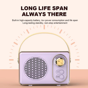 Altavoz Bluetooth Retro, Mini Altavoz Portátil Vintage, Reproductor MP3 Recargable con Tarjeta de Memoria, AUX, USB, para Campamento, Fiestas, Regalo - Product Image 6
