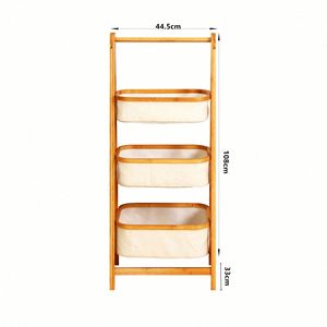 Hot Sales Wood <b>Storage</b> Hamper Basket <b>Wall</b>-Mounted 5-Layer Eco-Friendly Ladder Stylish Modern Living Room Customized Color Glossy - Product Image 1