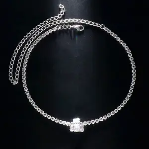 Fashion Jewelry Necklaces Love Cuban Moissanite Stone Heart Real Cross Stainless Steel Rose Box Crystal Cage Necklace Holder