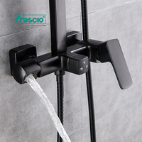 Frasbonbon robinet mitigeur de douche mural, mitigeur de douche moderne en laiton noir mat, eau chaude et froide, ensemble de robinets de douche
