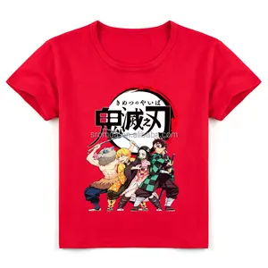 Sromda Baumwolle Jungen T-Shirt Anime Demon Slayer Kurzarm T-Shirts für Kinder Baby Jungen T-Shirt für den Sommer