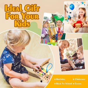 Tablero de Actividades Montessori de Madera con 8 Interruptores de Luz LED, Juguetes Sensoriales, Interruptor de Luz, Juguetes de Viaje para Bebés y Niños Pequeños de 1+ Año - Product Image 5