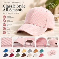 Casquette de baseball en velours côtelé toutes saisons, logo brodé personnalisé, unisexe, 6 panneaux, visière incurvée, ajustable, chapeaux décontractés