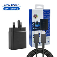 Chargeur rapide OTP ignifuge PPS 45W EP-TA845 pour ordinateur portable avec câble USB-C 5A et prise UK