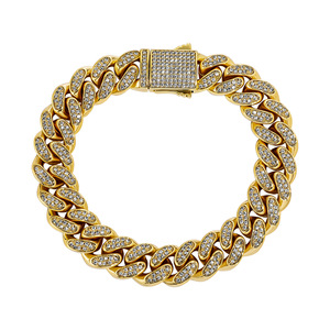 Pulsera de Hierro Chapada en Oro Real con Incrustaciones de Circonia Cubana, Estilo Hip Hop, Versátil, Única, Unisex - Product Image 6