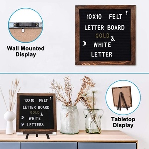 Tablero <span class=keywords><strong>de</strong></span> Letras <span class=keywords><strong>de</strong></span> Fieltro Pintado con Marco <span class=keywords><strong>de</strong></span> Madera Rústica 2024, 10x10 Pulgadas, Negro, Intercambiable - Product Image 3