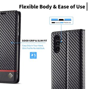 Ví Từ Lật Da Sợi Carbon Kết Cấu Điện Thoại Trường Hợp Đối Với Samsung Galaxy A16 5G A25 A24 4G A14 A35 A55 A54 A23 M13 M23 - Product Image 4