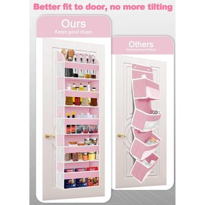 Pink Over The Door Organizer 15 Compartment <b>Hanging</b> <b>Storage</b> With Mesh Pockets For Bedroom Bathroom Kids Room - Product Image 2