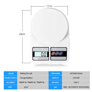 SF400 식품 계량 케이크 베이킹 전자 가정용 저울 10 Kg 디지털 주방 저울 배터리 디지털 디스플레이 흰색 직사각형 200 - Product Image 4