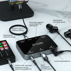 ตัวแปลงการ์ดเสียงสเตอริโอ USB C PD 60W ซิงค์เสียงพร้อมไมโครโฟนชนิด C เป็นแจ็ค DC3.5mm อะแดปเตอร์หูฟังสำหรับ iPhone Android