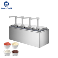 Seau commercial 2L * 4 Distributeur de miel de ketchup de table en acier inoxydable Distributeur de sauce tomate Burger à pompe multi-condiments