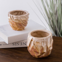 Pot bunga keramik bentuk batu kreatif Pot desain seni taman rumah Pot bunga Turtle Back bambu Geranium Pot kustomisasi