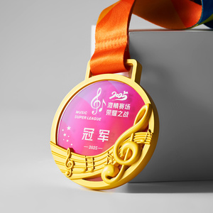 Nueva Medalla de Oro de Cristal Artificial y Metal, Hecha a Medida, para Deportes, Baile, Canto, Competición, Campeón, con Caja de Regalo Grabada - Product Image 3