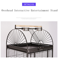 Cage à oiseaux décorative, durable et écologique en métal avec arche supérieure, roulettes, support en fil métallique, tiroir, plateaux et mangeoires pour petits oiseaux