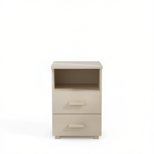 Modern Pine Wood Nightstand With 2 Drawers And <b>Open</b> Shelf For Bedroom <b>Storage</b> - Product Image 1