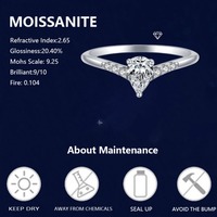 Cincin Perak Sterling 925 Mewah Bentuk Tetesan Air dengan Moissanite 0.5 Karat, Dapat Ditumpuk, untuk Hadiah Pernikahan/Pertunangan
