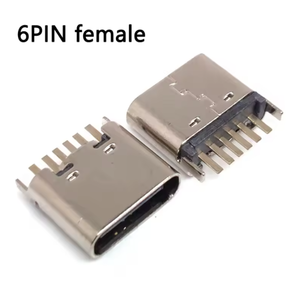 Conector de Enchufe SMT de <span class=keywords><strong>6</strong></span> Pines, <span class=keywords><strong>Micro</strong></span> <span class=keywords><strong>USB</strong></span> Tipo C 3.1 Hembra, Colocación SMD DIP, Metal de Alta Calidad para Diseño de PCB, PD de Alta Corriente y Carga Rápida - Product Image 2