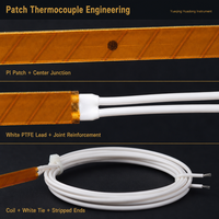 HUADONG Resin Encapsulated Flexible Patch Thermocouple, Polyimide Surface Temp Sensor for Molds & Pipelines