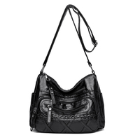 Tas Bahu Kulit PU Wanita, Tas Selempang, Tas Quilted Slouchy untuk Perjalanan Sehari-hari
