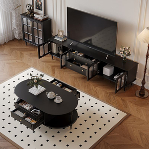 Mobile <span class=keywords><strong>TV</strong></span> di Lusso Tradizionale per Soggiorno e Camera <span class=keywords><strong>da</strong></span> Letto, Nero, di Alta Gamma, con Funzione di Archiviazione, Arredamento per la Casa - Product Image 3