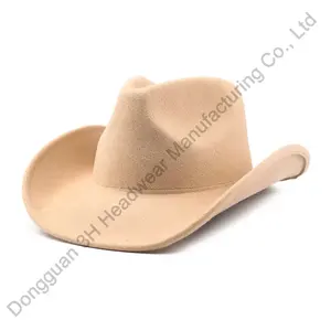 Phương Tây Outback Hat Cổ Điển Với Rộng Biểu Tượng Tùy Chỉnh Len Cảm Thấy Có Thể Gập Lại Cowboy Hat
