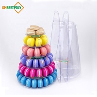 Haute Qualité 6 Niveaux Macaron Tour Stand Cupcake Dessert En Plastique Transparent Présentoir Avec Étui De Transport